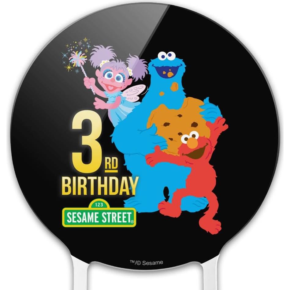 Decoración de Pastel Acrílica Sesame Street 3er Cumpleaños 18.42 cm