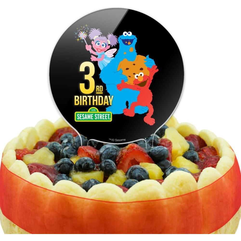 Decoración de Pastel Acrílica Sesame Street 3er Cumpleaños 18.42 cm