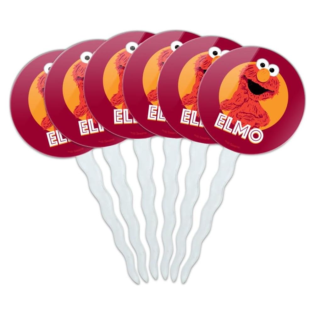 Set de 6 Palillos de Cupcake Elmo Plaza Sésamo 3.8cm
