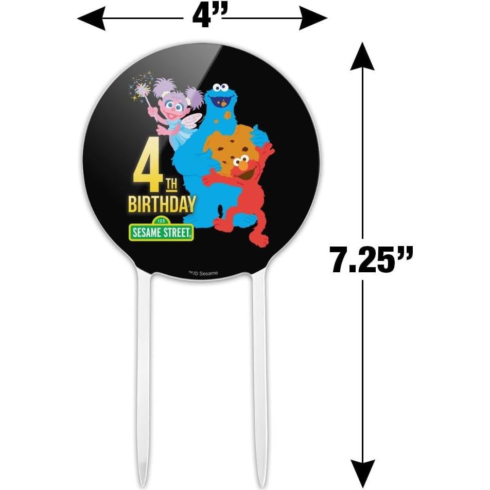 Adorno de Pastel Acrílico Plaza Sésamo Número 4 18.42 cm
