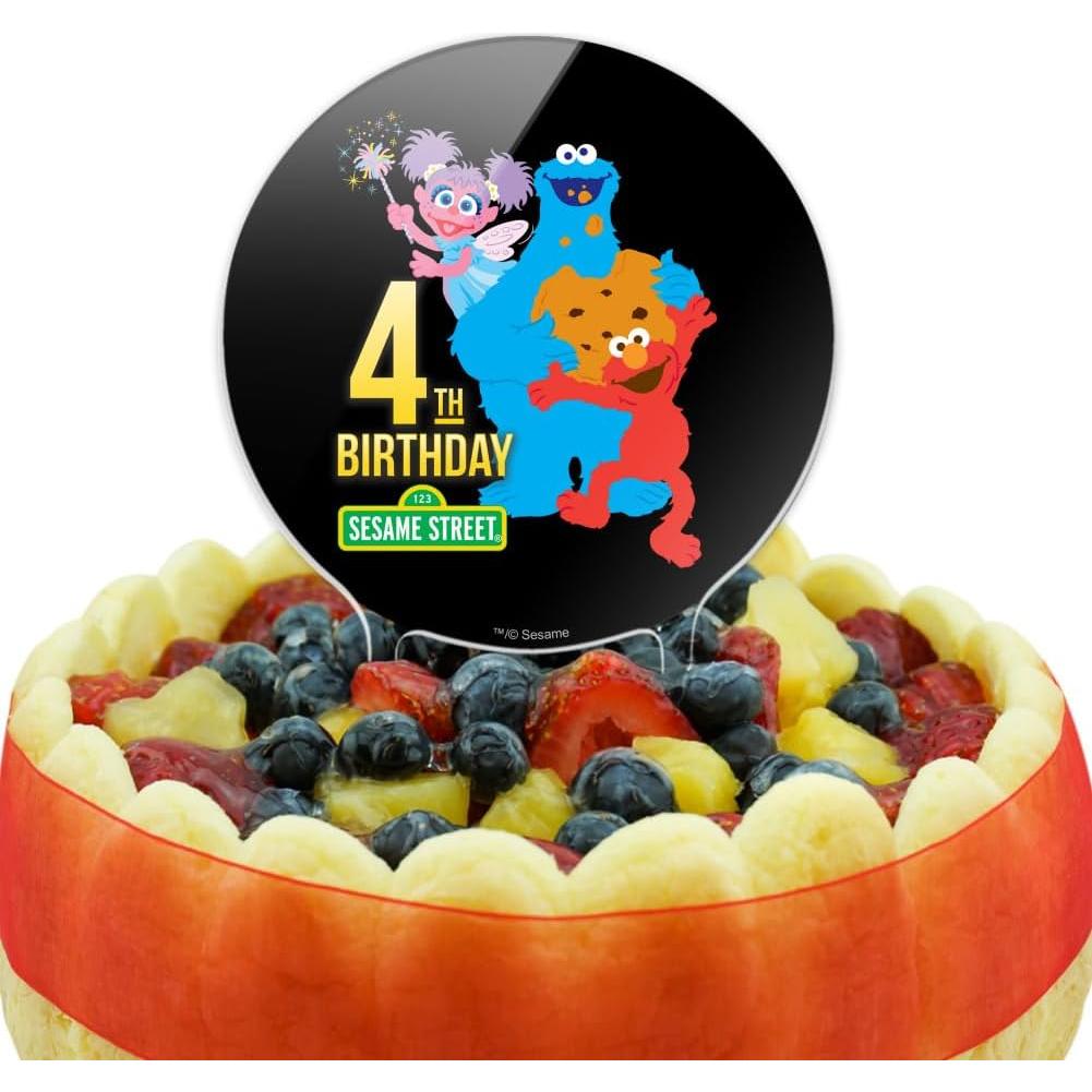 Adorno de Pastel Acrílico Plaza Sésamo Número 4 18.42 cm