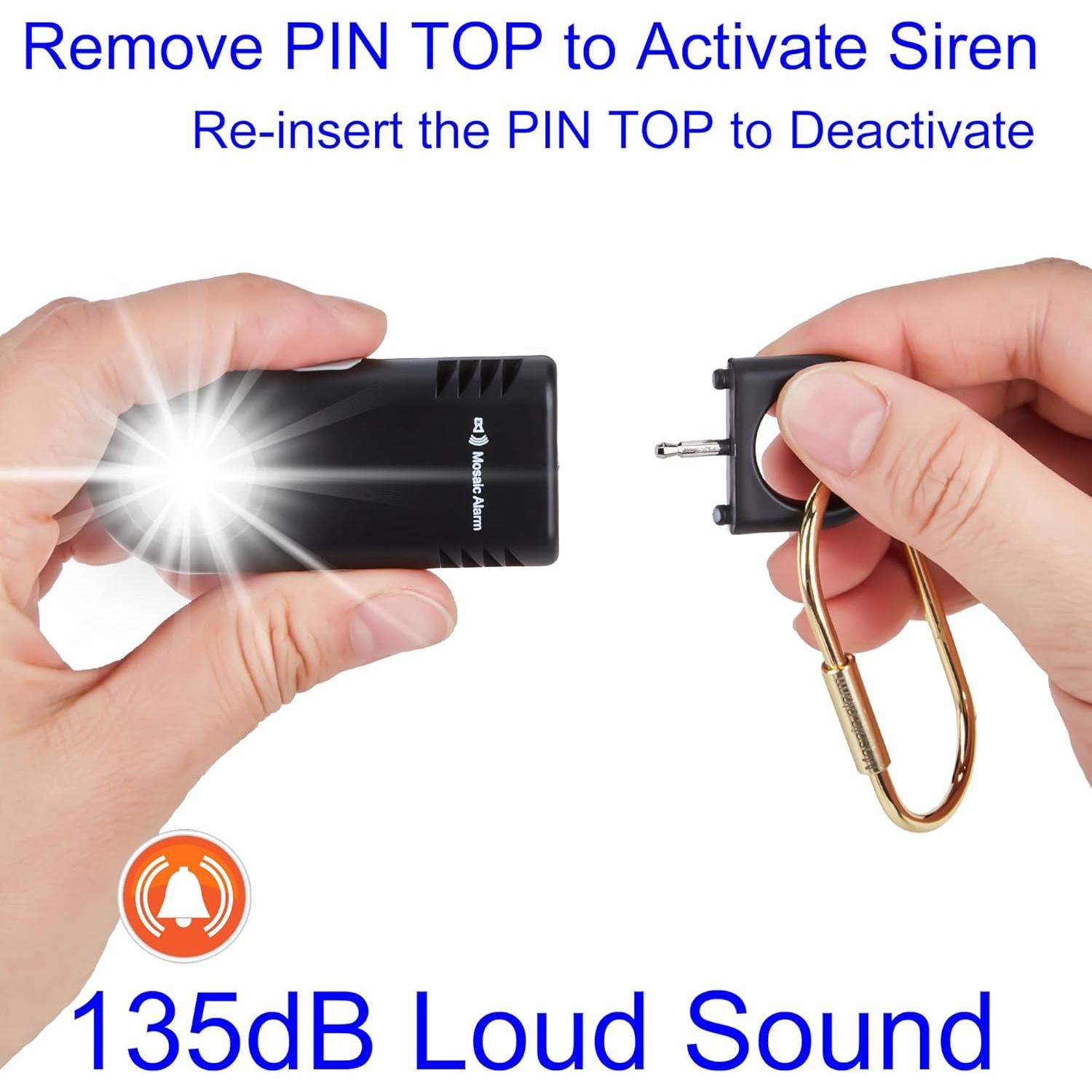 Alarma Personal de Seguridad Mosaic 135dB Recargable con Luz