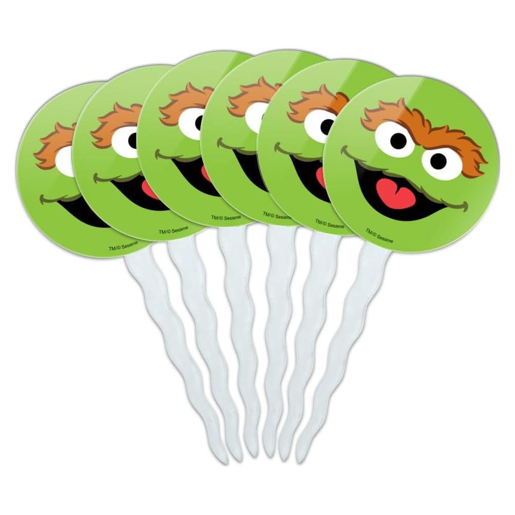 Set de 6 Palillos para Cupcakes Oscar el Gruñón Plaza Sésamo