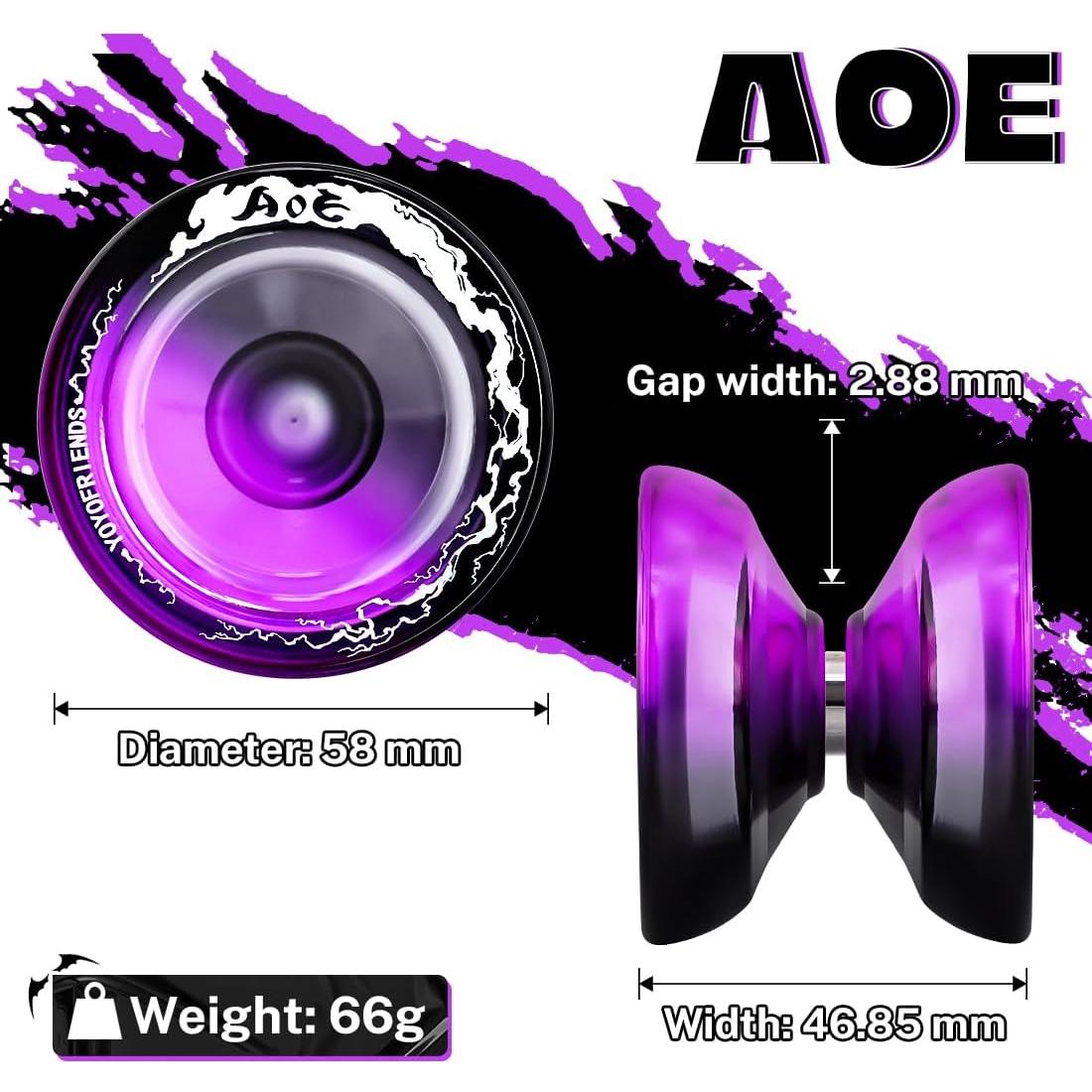 Yoyo Profesional 7YO AOE Negro Púrpura para Niños + Accesorios