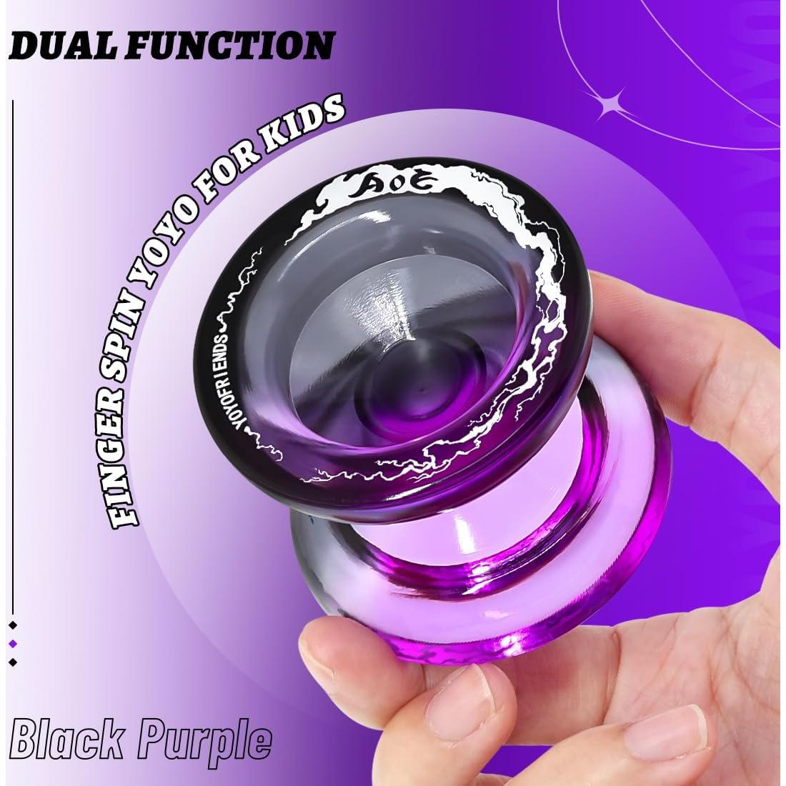 Yoyo Profesional 7YO AOE Negro Púrpura para Niños + Accesorios