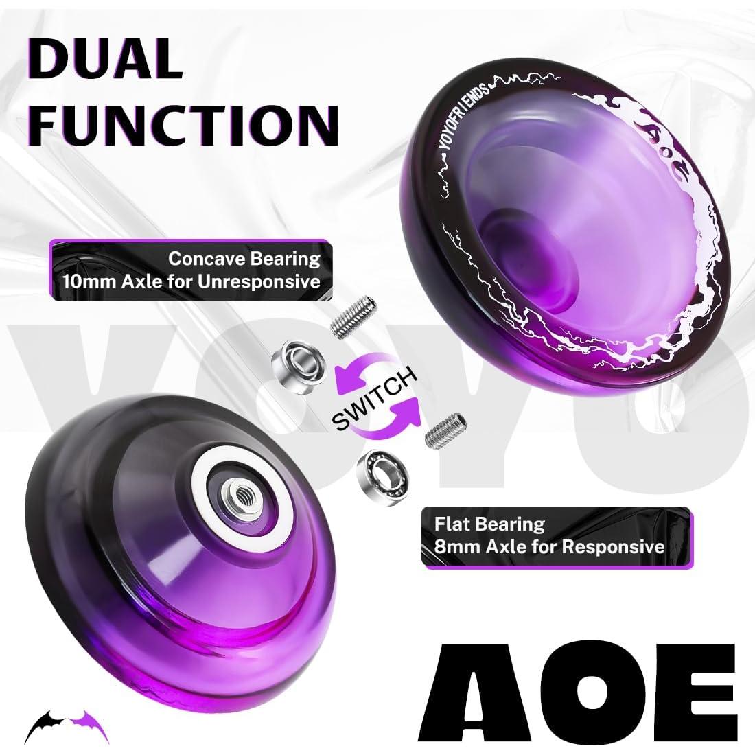 Yoyo Profesional 7YO AOE Negro Púrpura para Niños + Accesorios