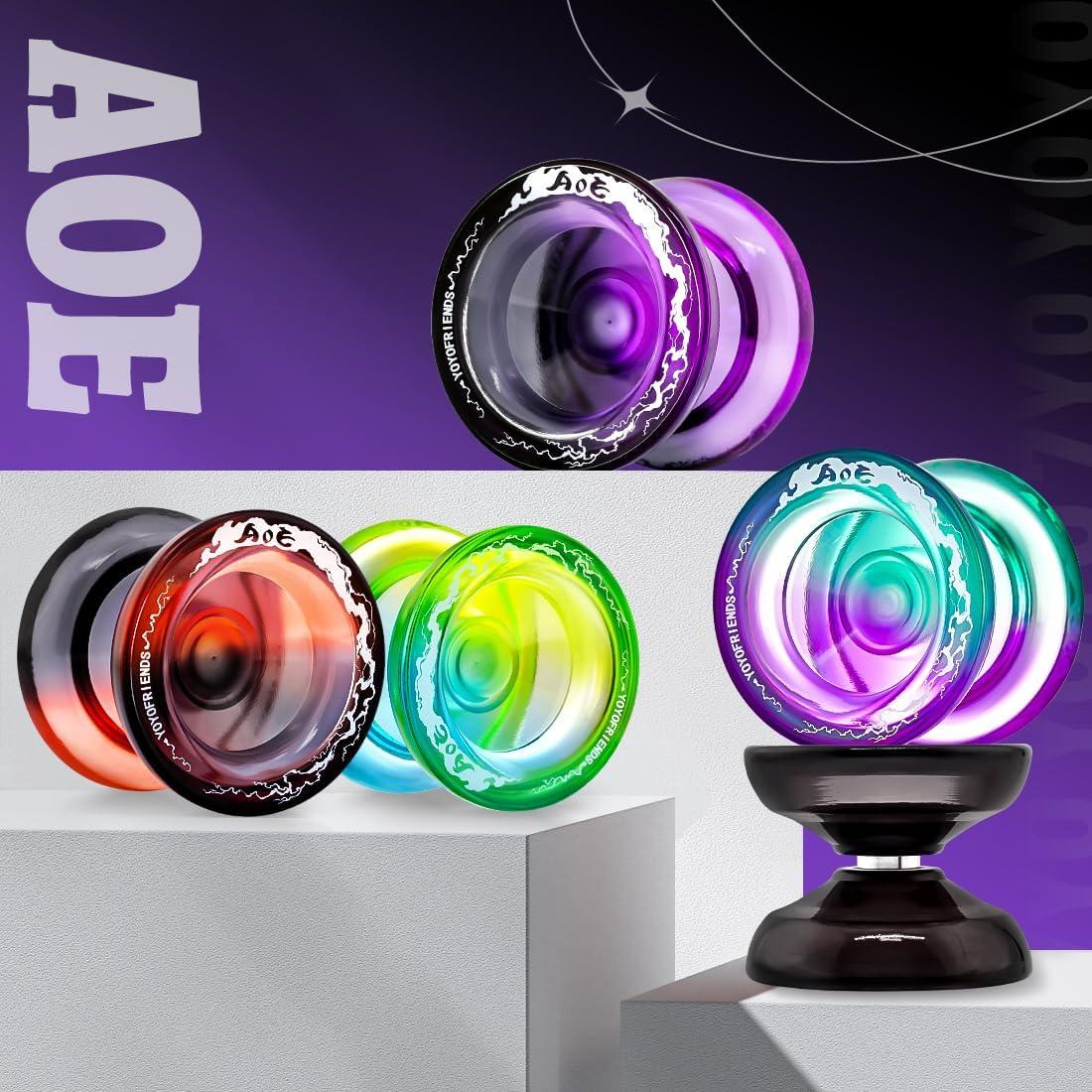 Yoyo Profesional 7YO AOE Negro Púrpura para Niños + Accesorios