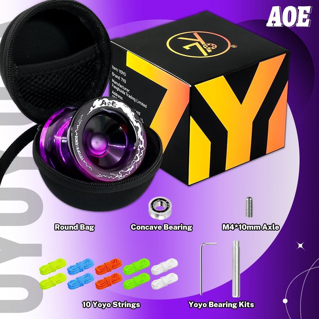Yoyo Profesional 7YO AOE Negro Púrpura para Niños + Accesorios