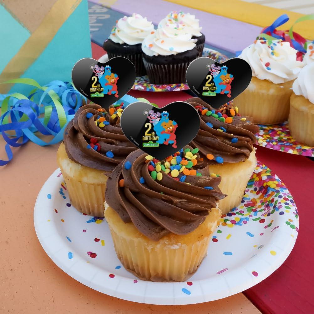 Conjunto de Palillos de Cupcake Corazón Plaza Sésamo - 6 Piezas