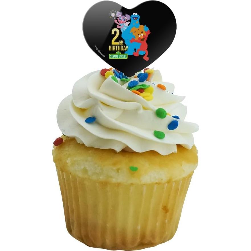 Conjunto de Palillos de Cupcake Corazón Plaza Sésamo - 6 Piezas
