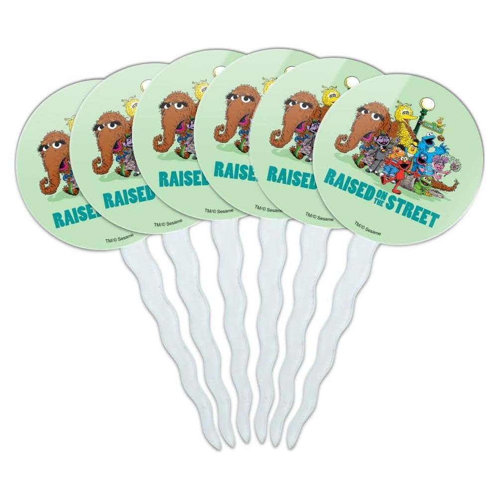 Picks de Cupcake Sesame Street - Set de 6 Toppers Acrílicos