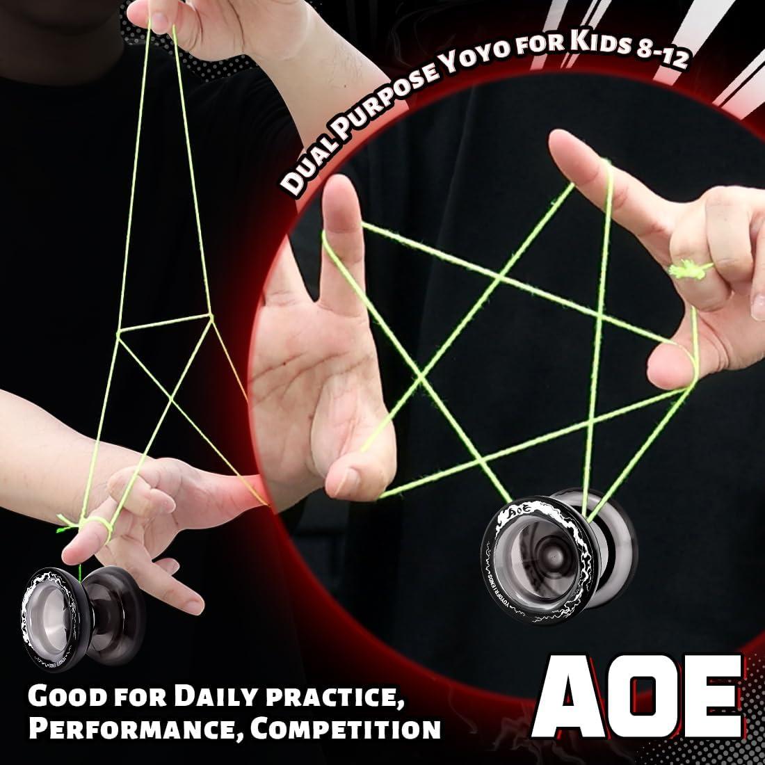 Yoyo Profesional 7YO AOE Negro para Principiantes + Accesorios