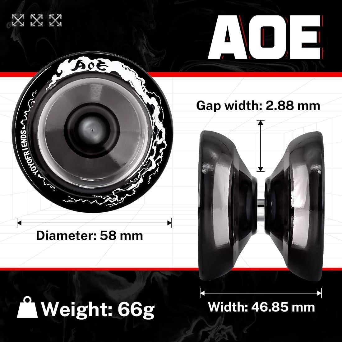 Yoyo Profesional 7YO AOE Negro para Principiantes + Accesorios