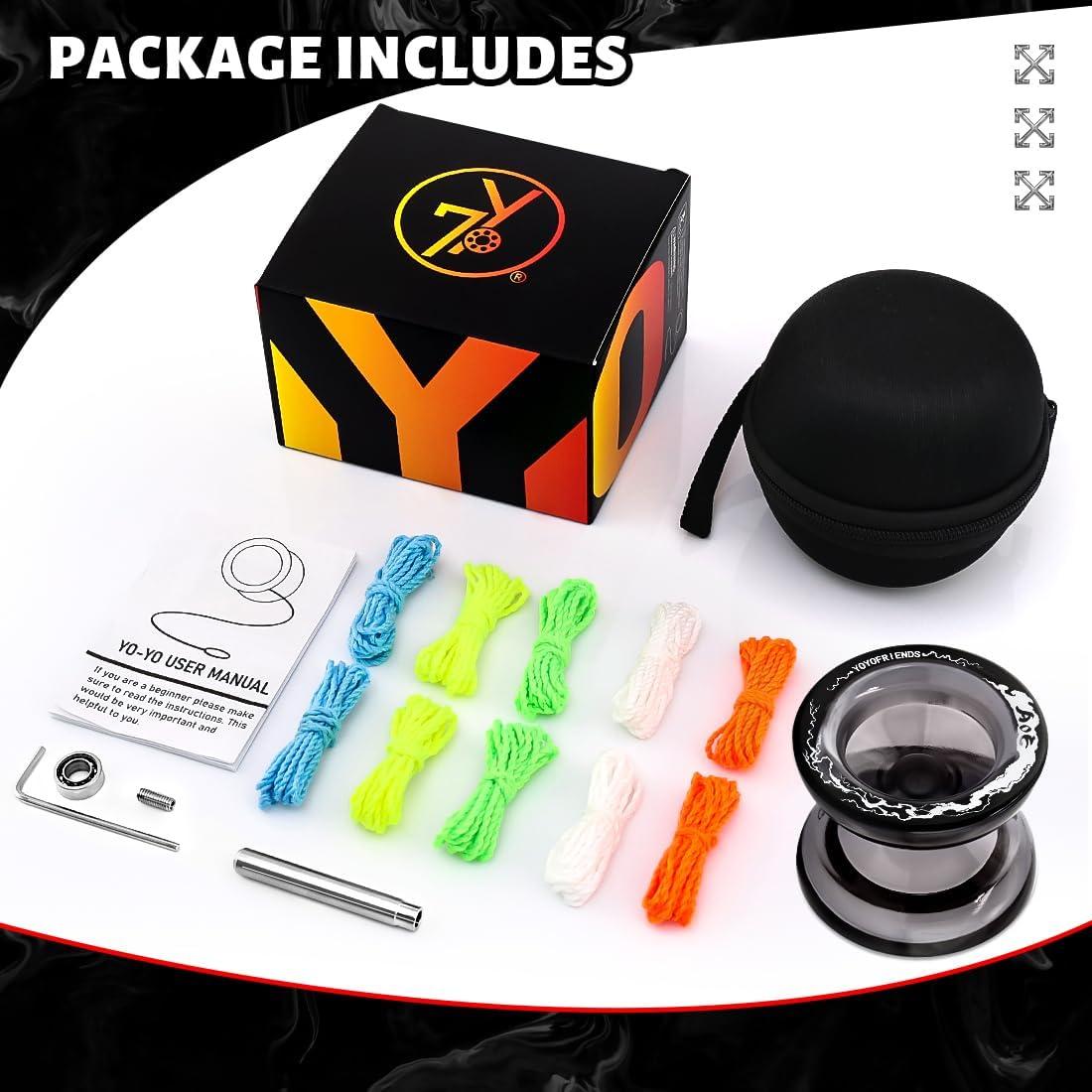 Yoyo Profesional 7YO AOE Negro para Principiantes + Accesorios