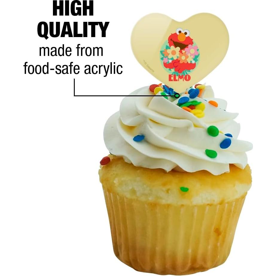 Set de 6 Palillos de Cupcake Corazón Plaza Sésamo