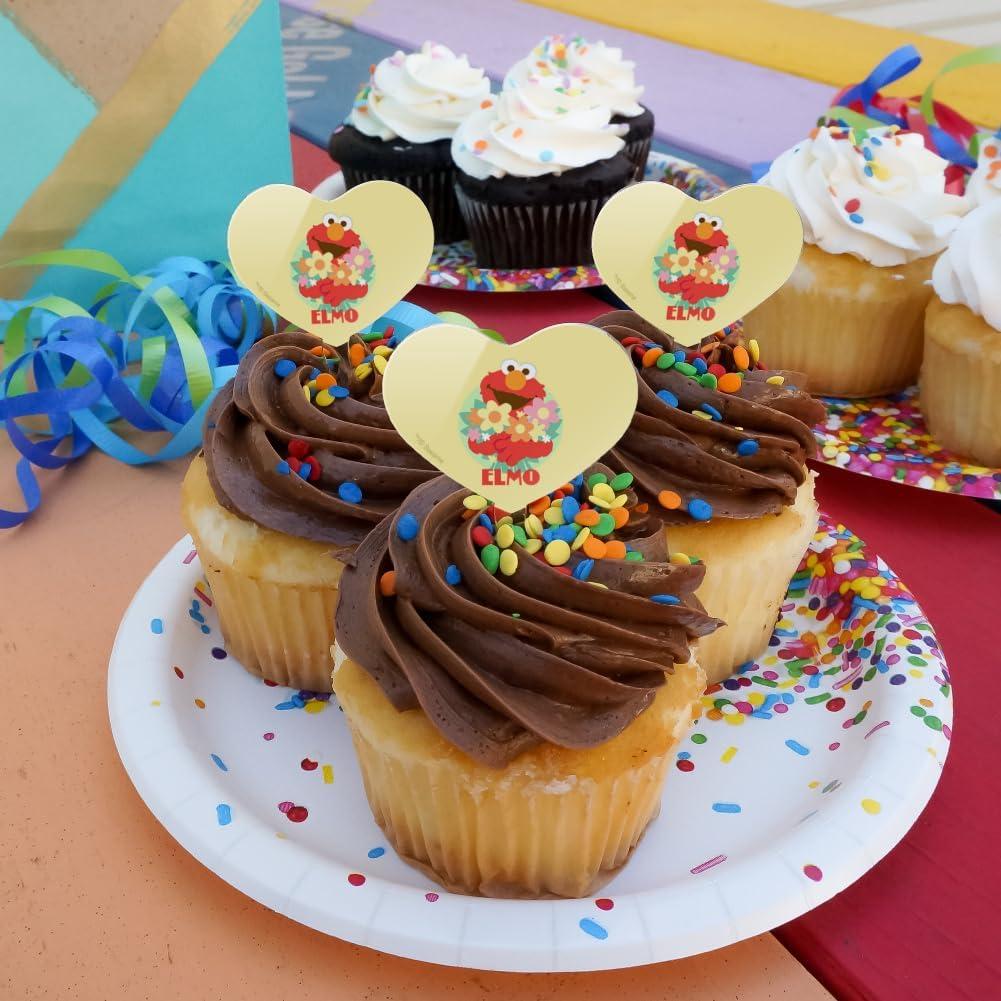 Set de 6 Palillos de Cupcake Corazón Plaza Sésamo