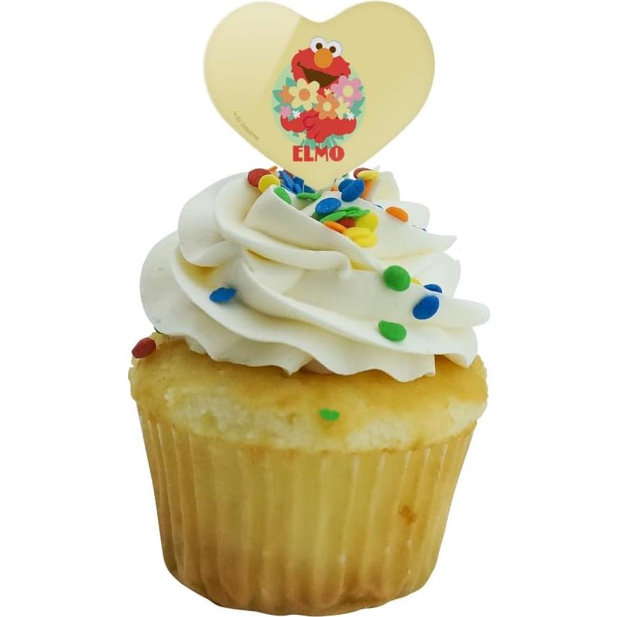 Set de 6 Palillos de Cupcake Corazón Plaza Sésamo