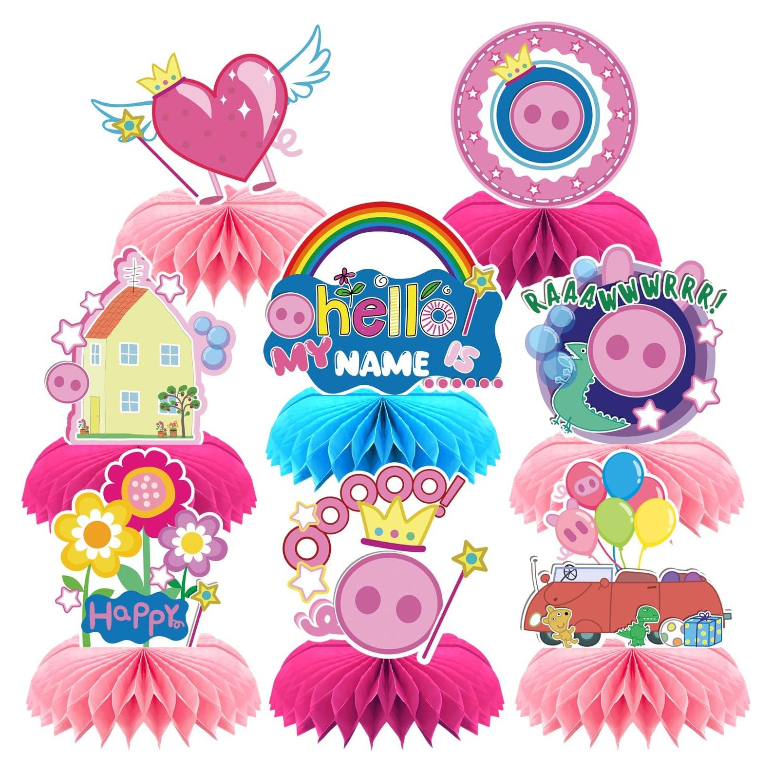 Juego de Decoraciones para Fiesta de Cerdo Rosa - 8 Piezas