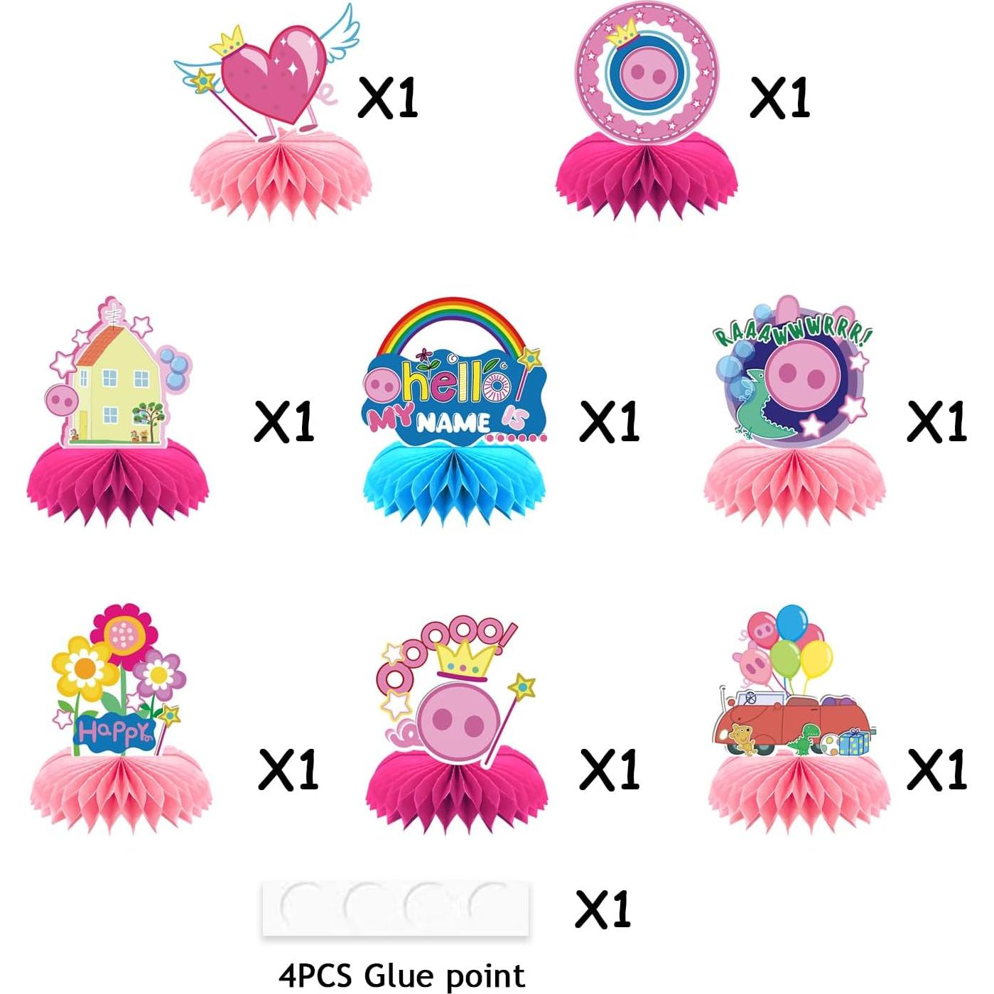 Juego de Decoraciones para Fiesta de Cerdo Rosa - 8 Piezas