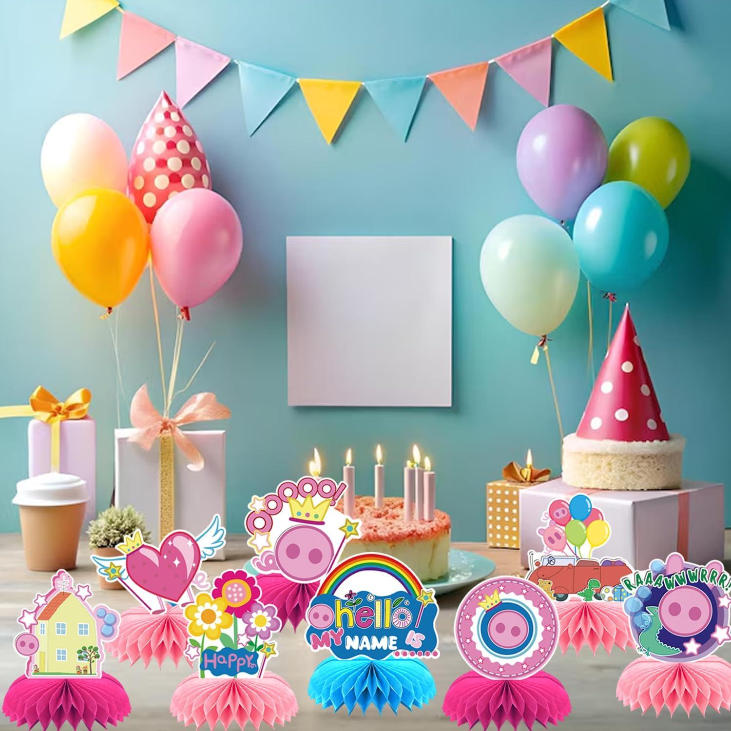 Juego de Decoraciones para Fiesta de Cerdo Rosa - 8 Piezas