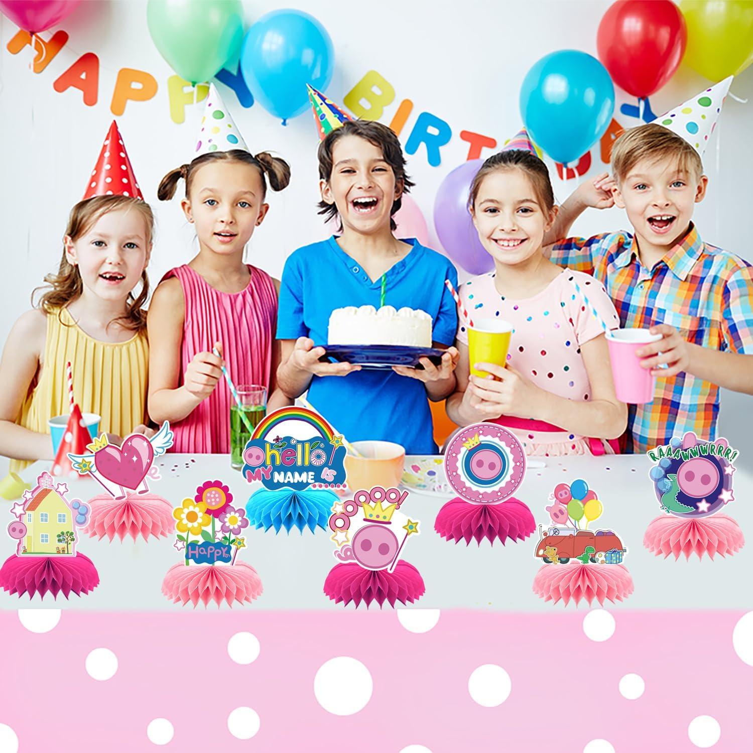 Juego de Decoraciones para Fiesta de Cerdo Rosa - 8 Piezas