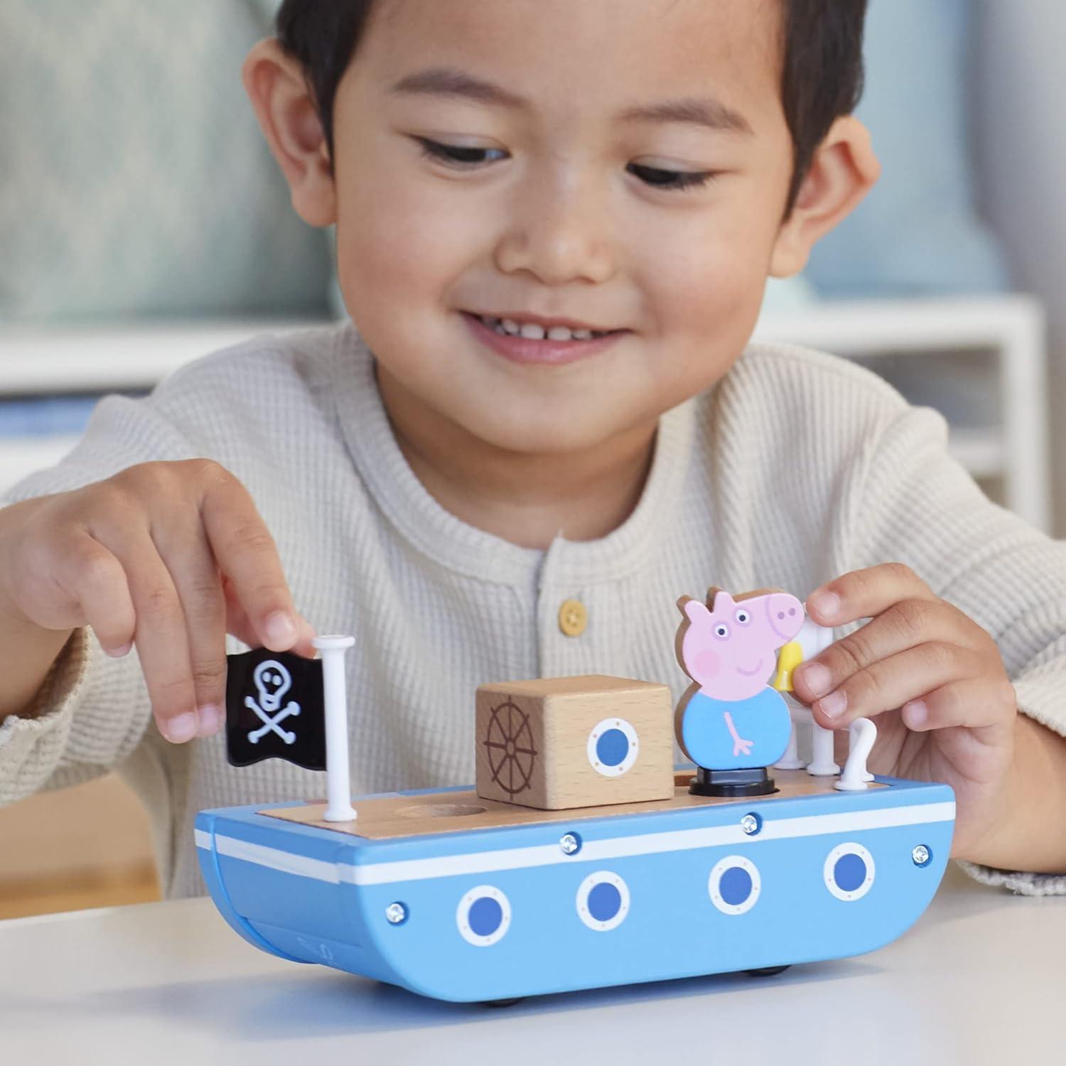 Coche y Barco de Madera Peppa Pig - Juguetes para Niños 2+