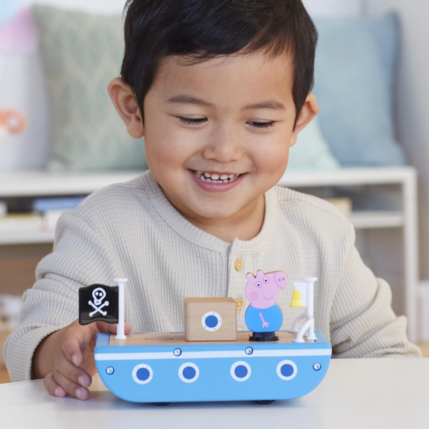 Coche y Barco de Madera Peppa Pig - Juguetes para Niños 2+