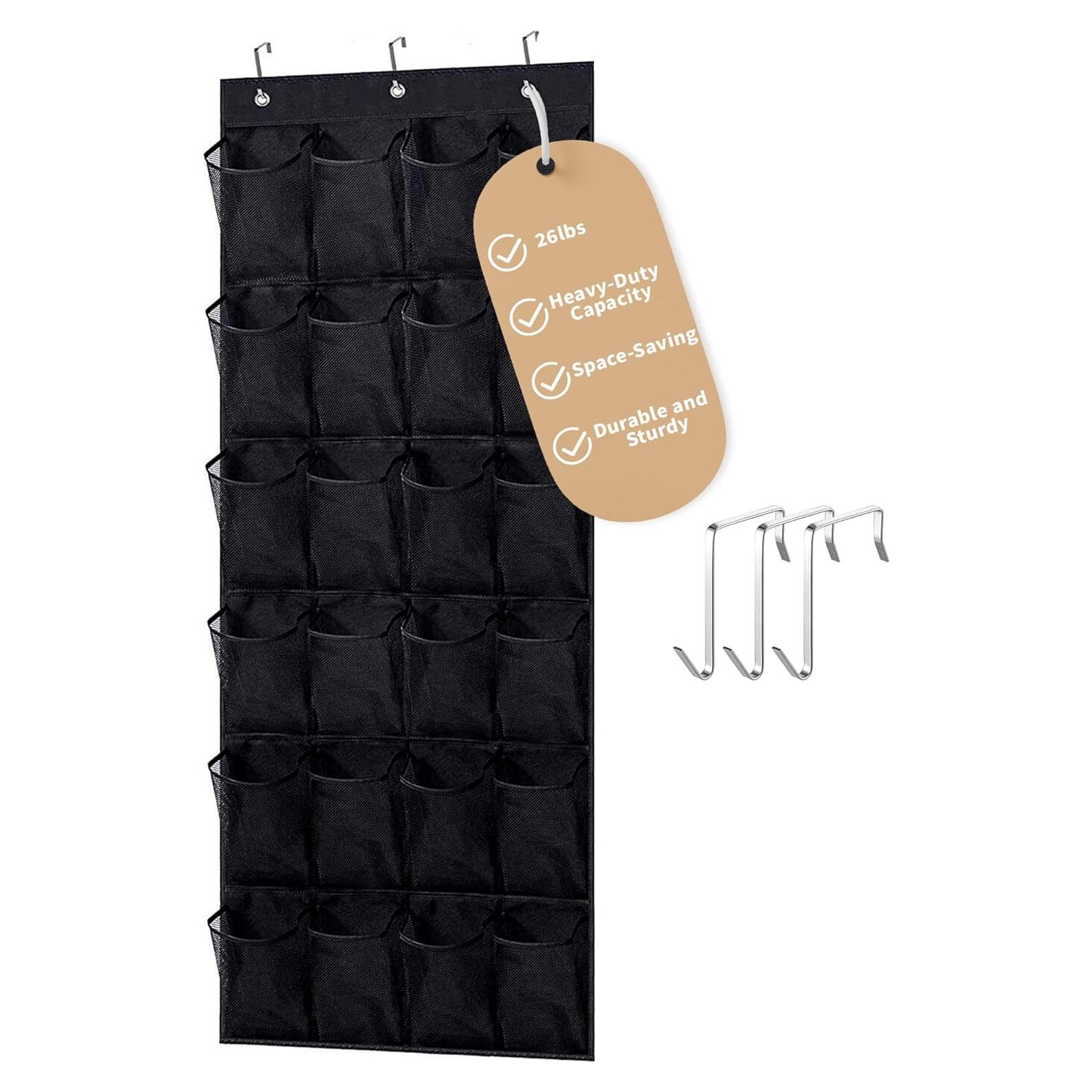 Organizador de Zapatos sobre la Puerta 24 Bolsillos Malla Negra