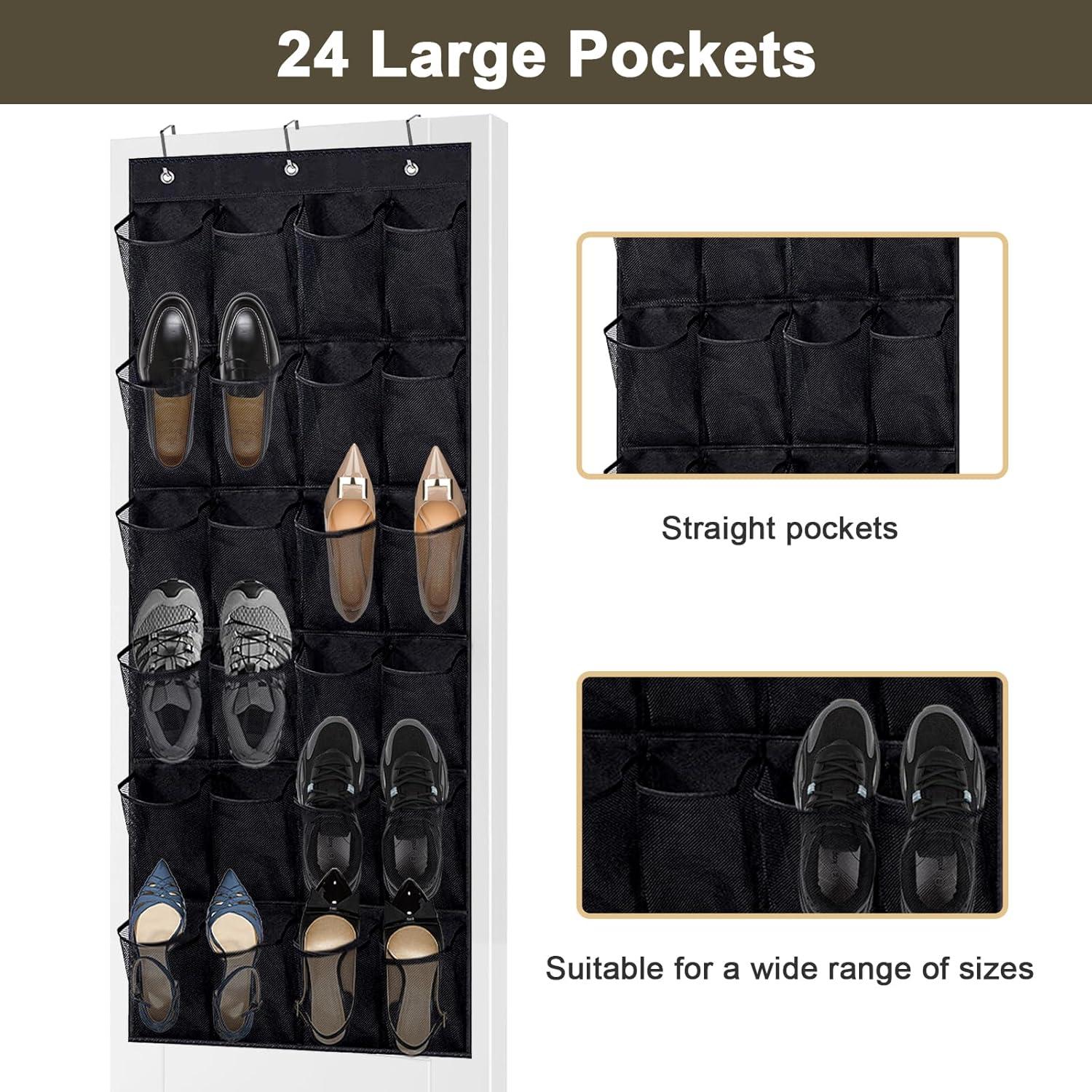 Organizador de Zapatos sobre la Puerta 24 Bolsillos Malla Negra