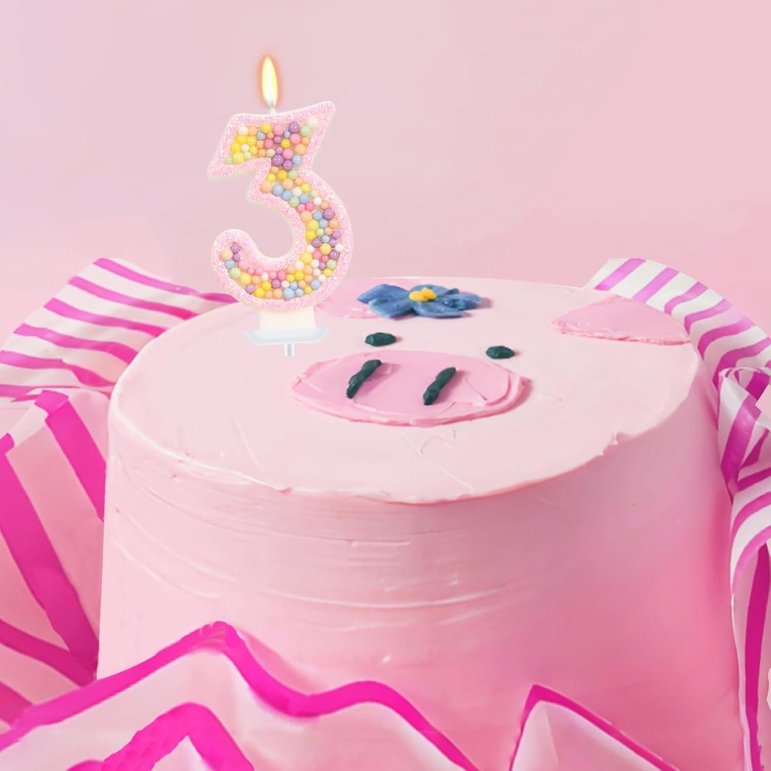 Vela de Cumpleaños Número 3 FAMGift Rosa Macaron Decorativa