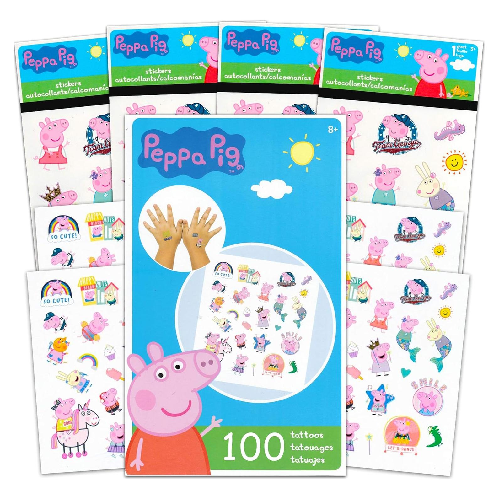 Conjunto de Fiesta Peppa Pig: 100 Tatuajes y 100 Pegatinas