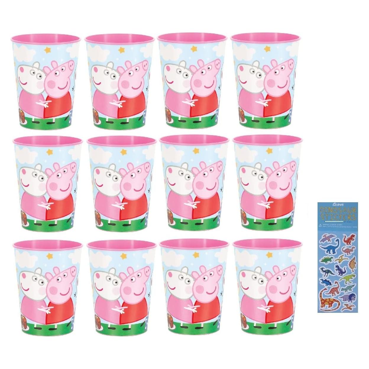 Paquete Fiesta Cumpleaños Peppa Pig Único 12 Vasos Reutilizables