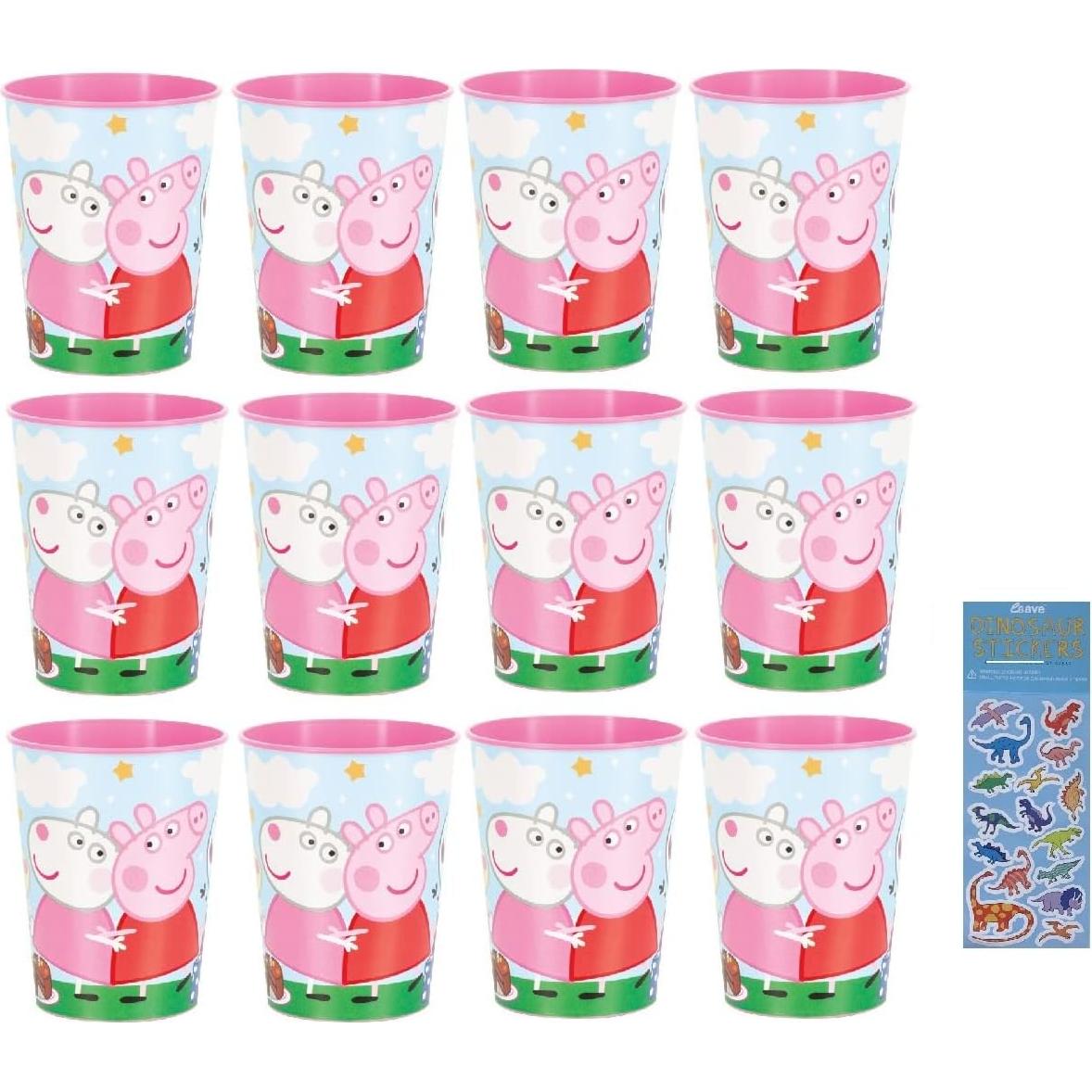 Paquete Fiesta Cumpleaños Peppa Pig Único 12 Vasos Reutilizables