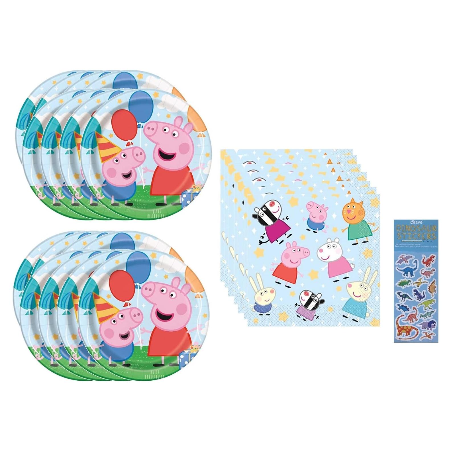 Suministros Fiesta Cumpleaños Peppa Pig 16 Platos y Servilletas