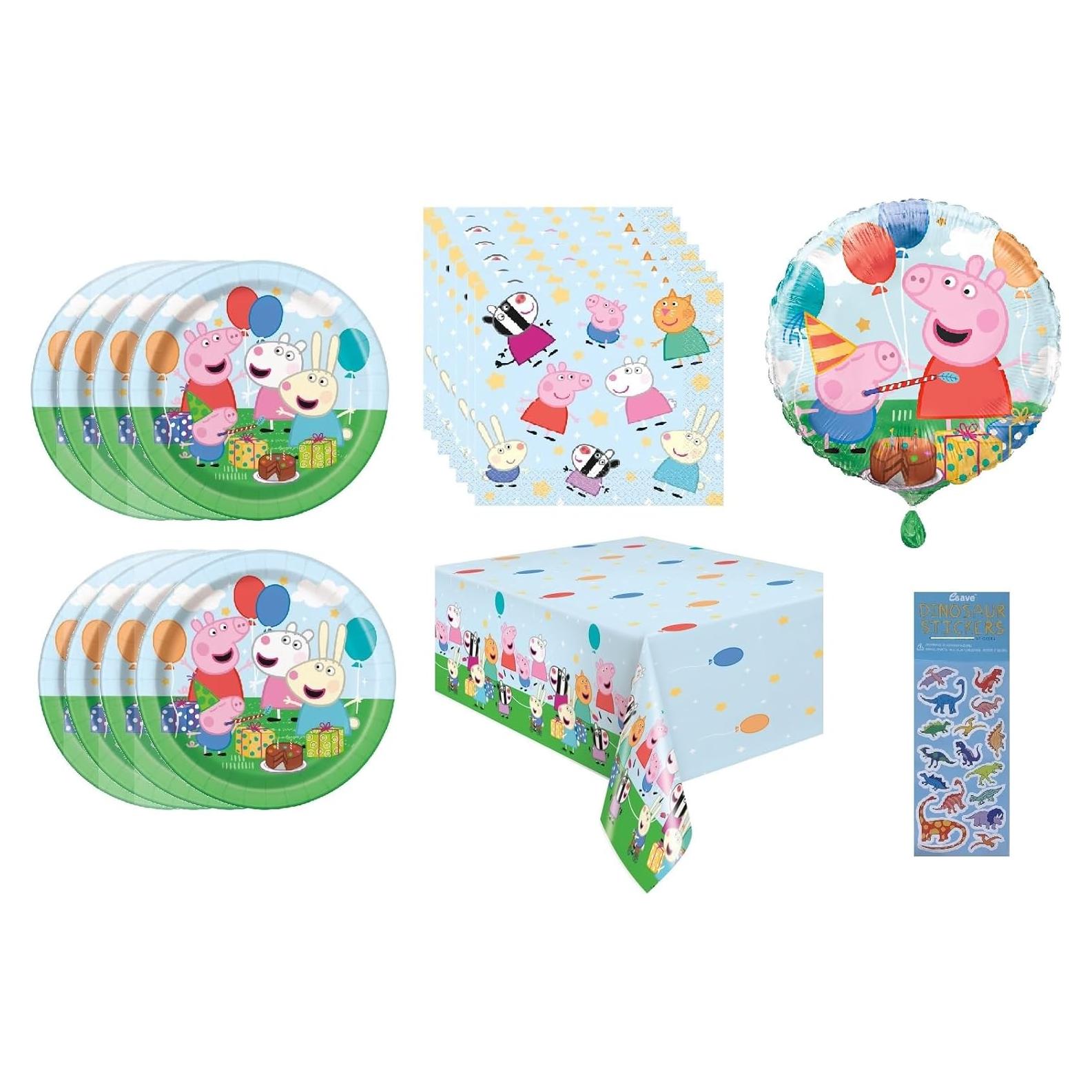 Suministros de Fiesta Peppa Pig para 16 Personas - Platos, Servilletas, Globo