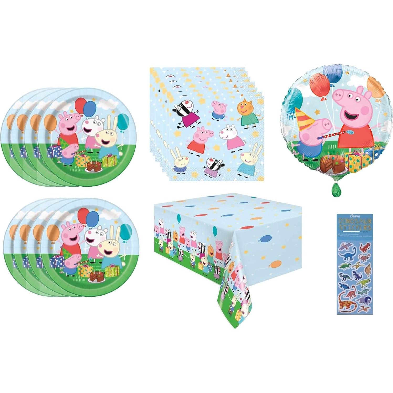 Suministros de Fiesta Peppa Pig para 16 Personas - Platos, Servilletas, Globo