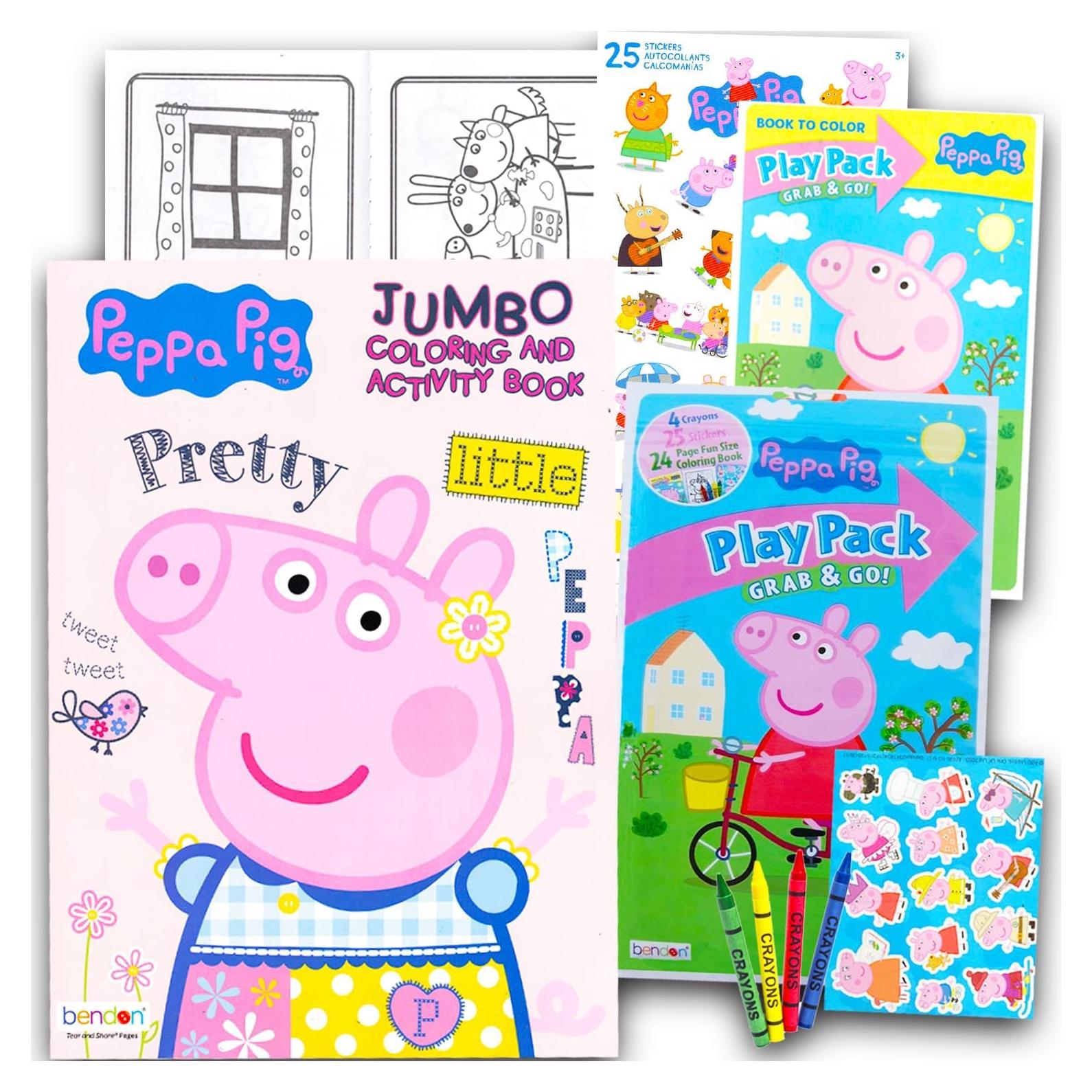 Conjunto de Libros para Colorear Peppa Pig - 80 Páginas, Stickers