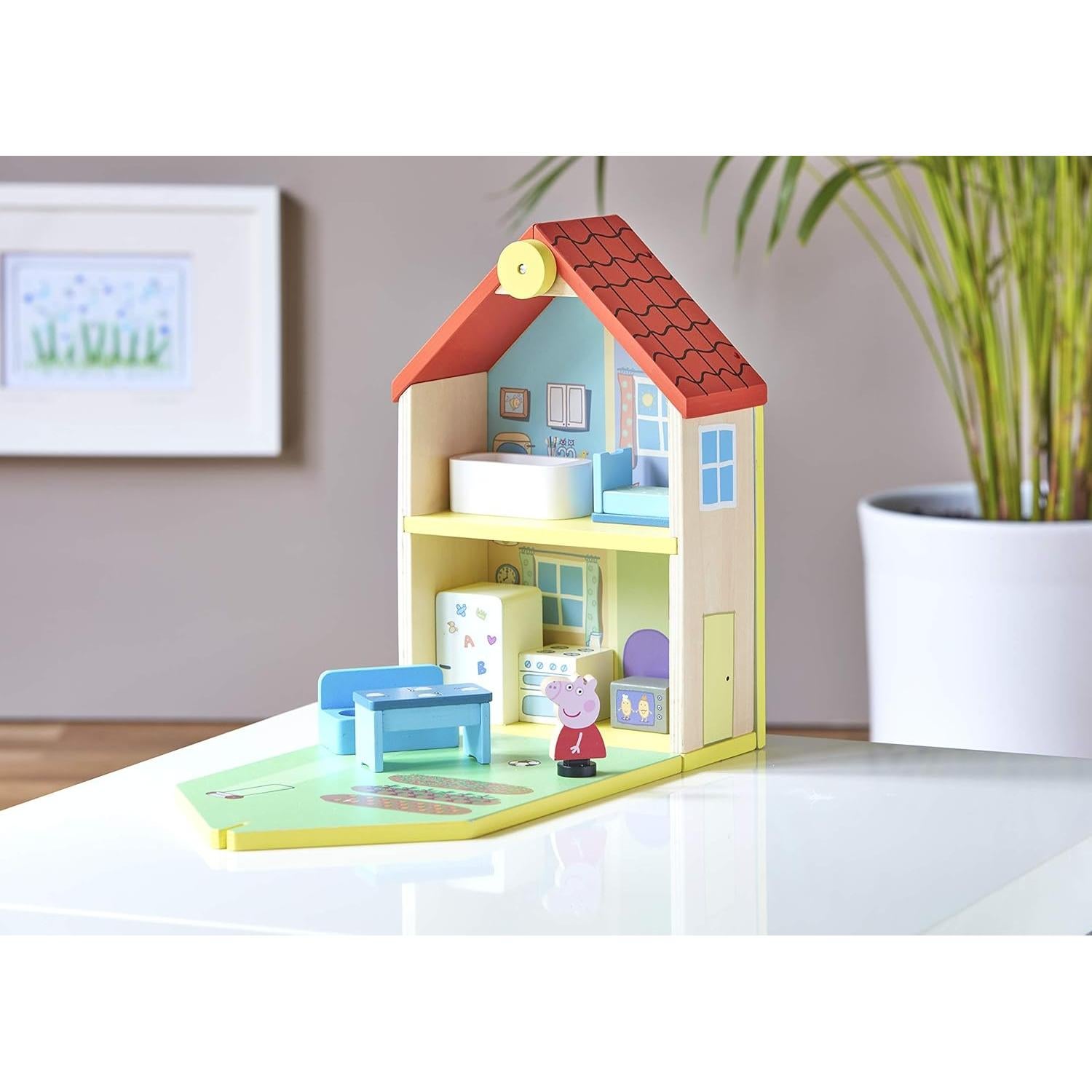 Casa Familiar de Madera Peppa Pig con Muebles y Figura