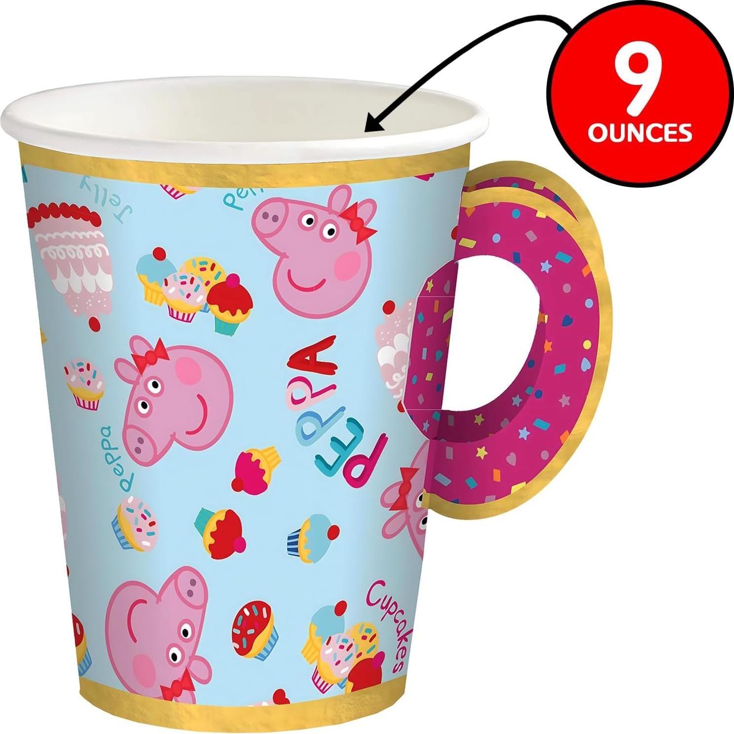 Tazas de Fiesta de Té Amscan Peppa Pig Multicolor 266 ml - Paquete de 8
