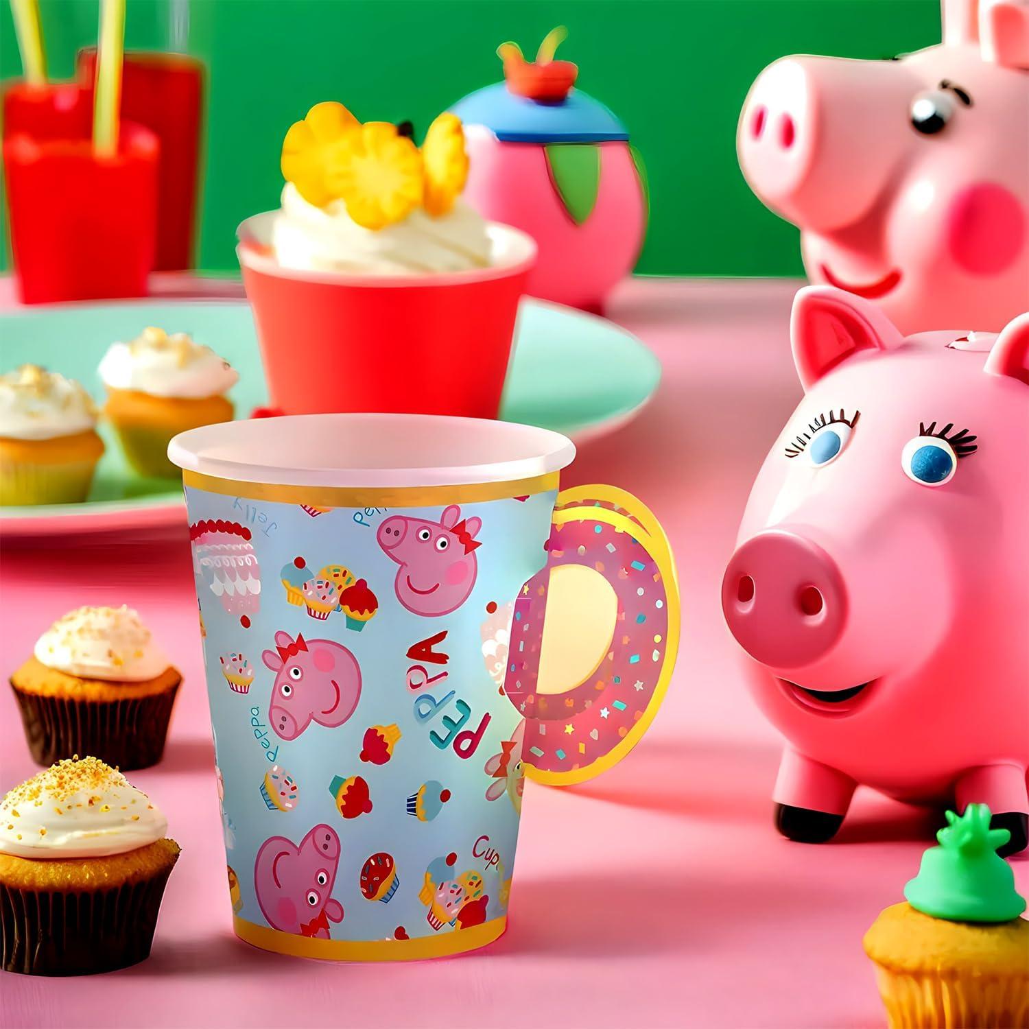 Tazas de Fiesta de Té Amscan Peppa Pig Multicolor 266 ml - Paquete de 8