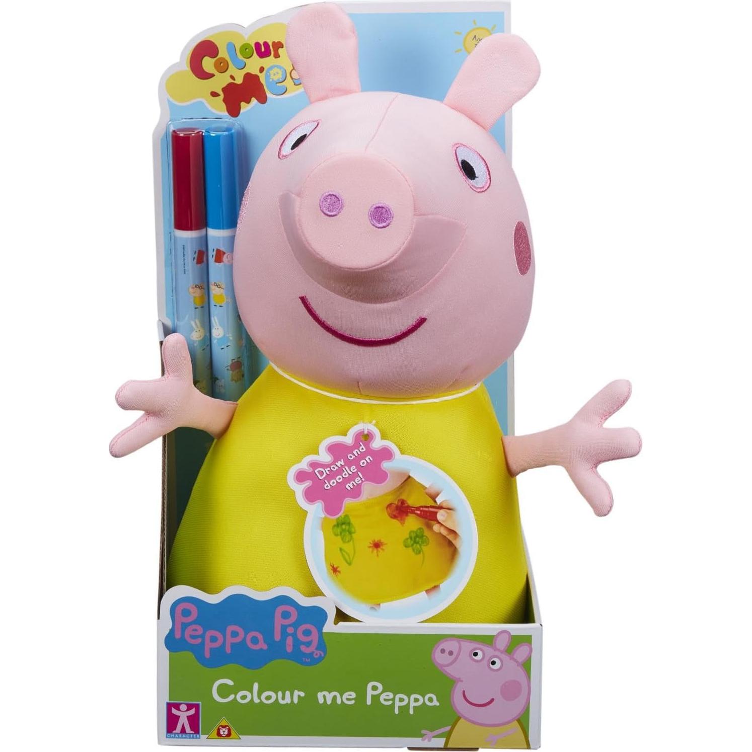 Juguete Suave Peppa Pig Colorea 30cm con Marcadores