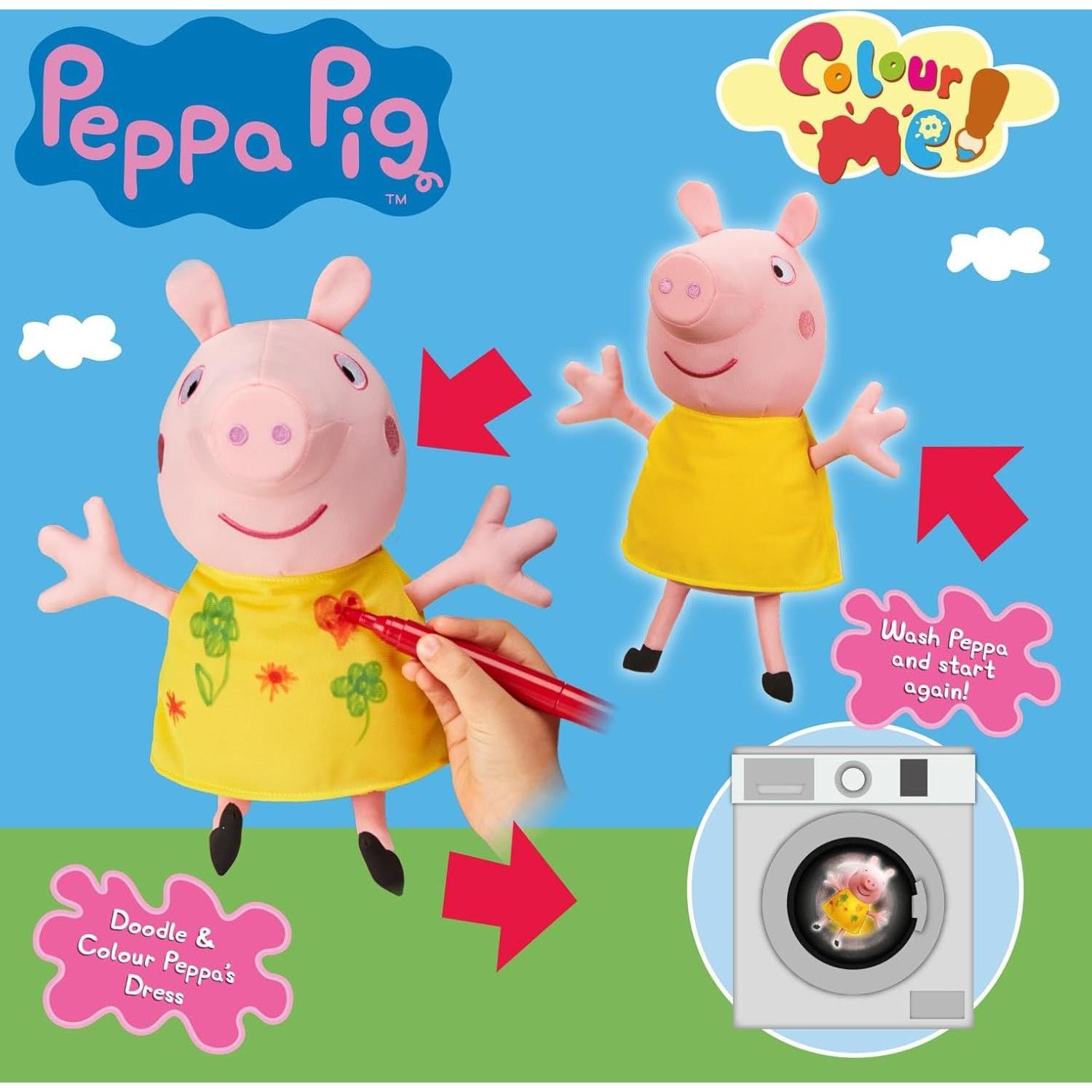 Juguete Suave Peppa Pig Colorea 30cm con Marcadores