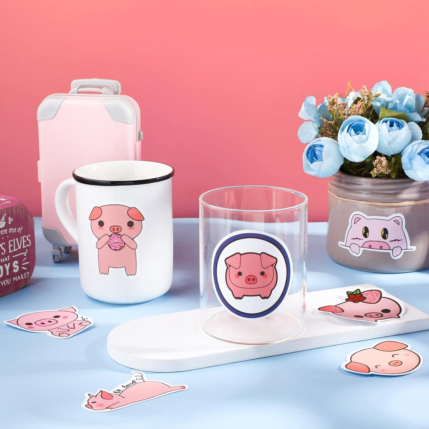 Pegatinas Kawaii de Cerdo Rosa - 100 Piezas PVC Impermeables