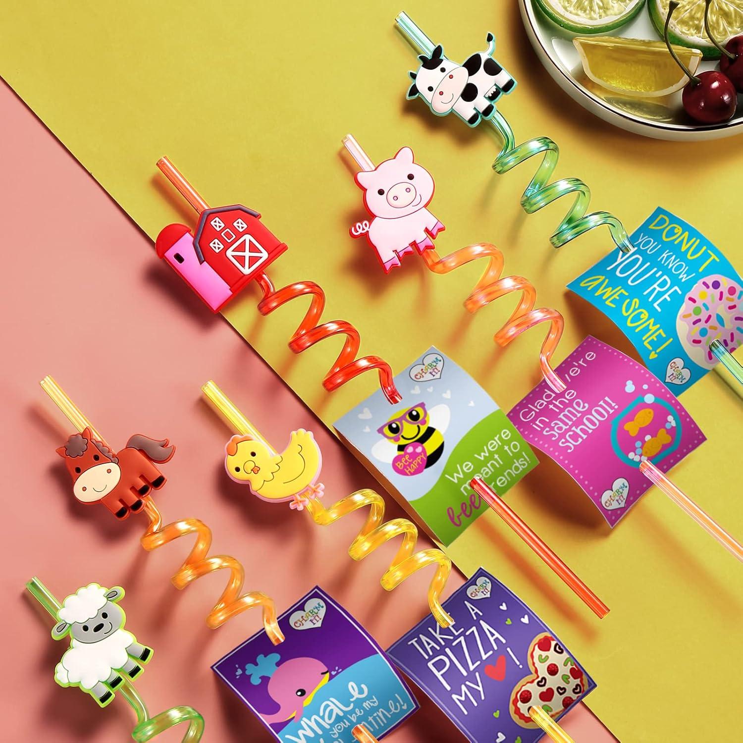 24 Pajitas Reutilizables de Animales de Granja Lidmada 26.5 cm