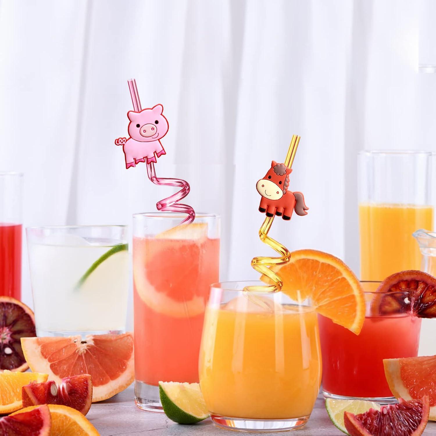 24 Pajitas Reutilizables de Animales de Granja Lidmada 26.5 cm