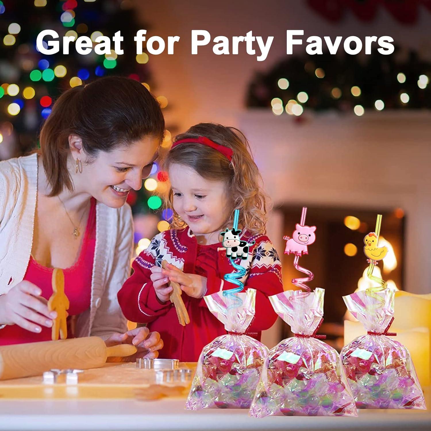 24 Pajitas Reutilizables de Animales de Granja Lidmada 26.5 cm