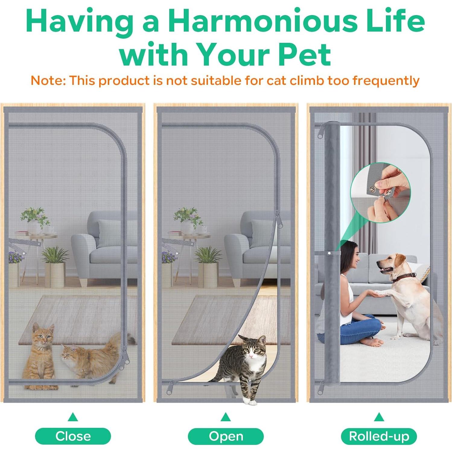 Puerta de Pantalla para Gatos MYPIN U Forma 99x210 cm