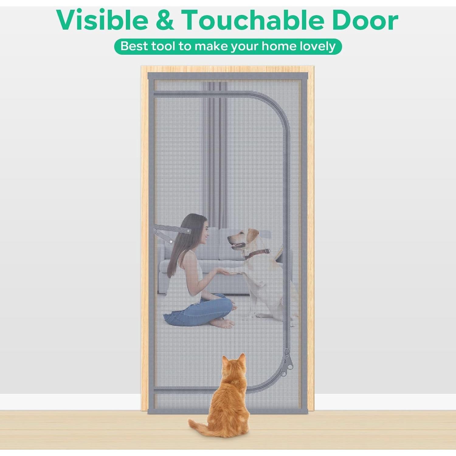 Puerta de Pantalla para Gatos MYPIN U Forma 99x210 cm