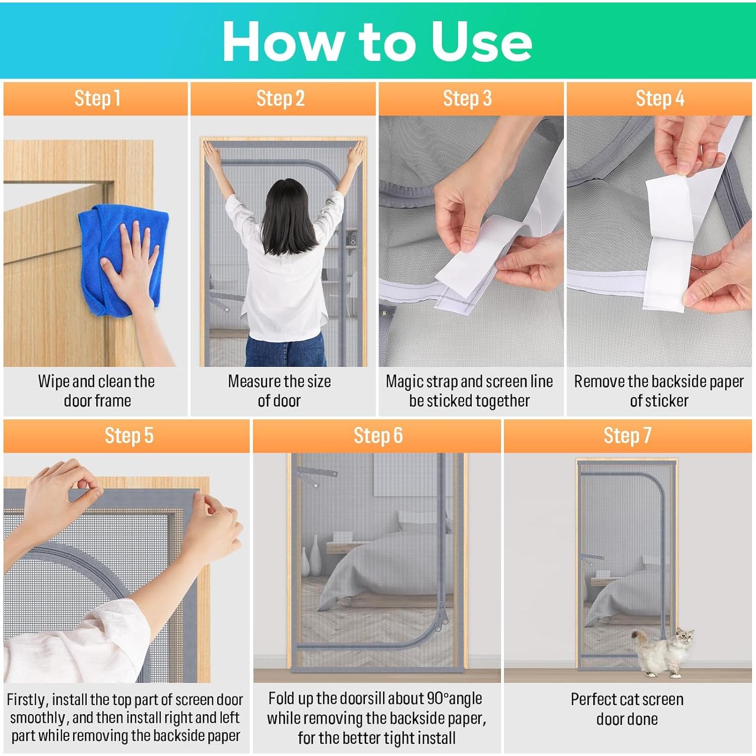 Puerta de Pantalla para Gatos MYPIN U Forma 99x210 cm