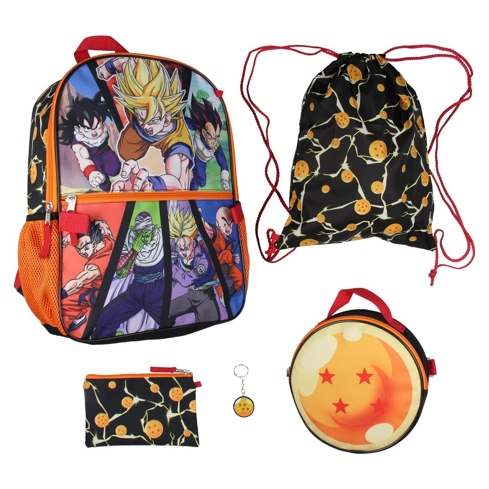 Mochila Dragon Ball Z Bioworld 5 Piezas con Caja Almuerzo